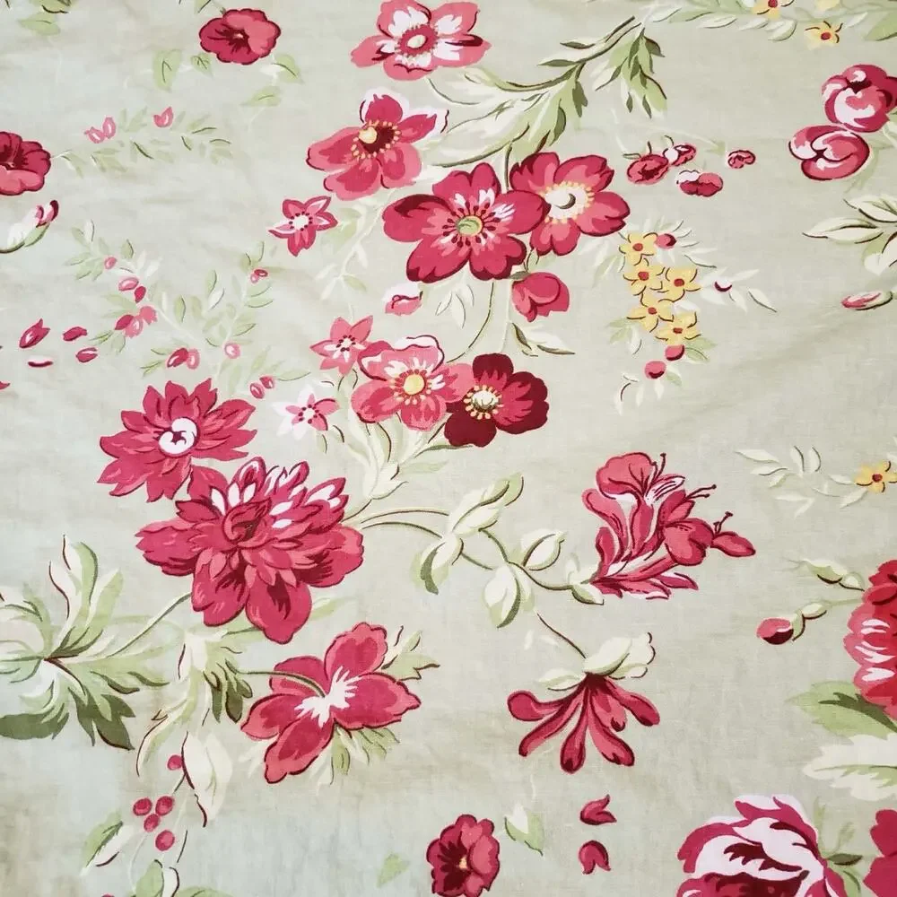 Pottery Barn Green Floral Full Double Duvet Cover Linen Cotton Farmhouse Living